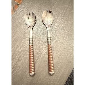 Southern Living Chesapeake Stainless Twisted Handle Salad Server Set Spoon Fork